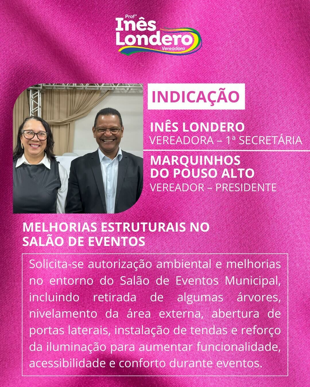Imagem de compartilhamento para o artigo Presidente Marquinhos e vereadora Inês buscam melhorias estruturais no Salão de Eventos de Paraíso das Águas da MS Todo dia